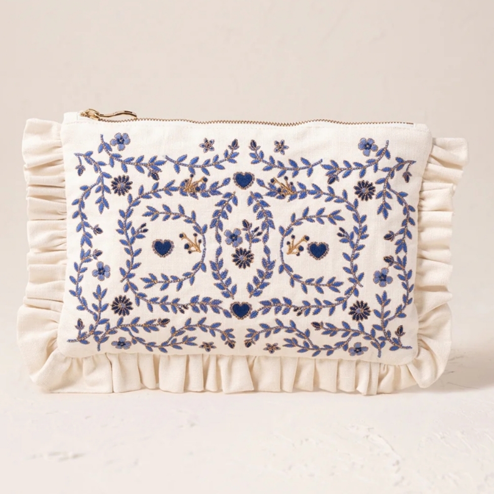 Elizabeth Scarlett Mediterranean Garden Frill Pouch